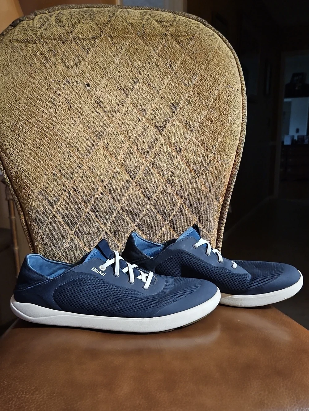 Olukai Moku Pae Slip On Loafers Sneakers Boat Shoes Navy Blue White